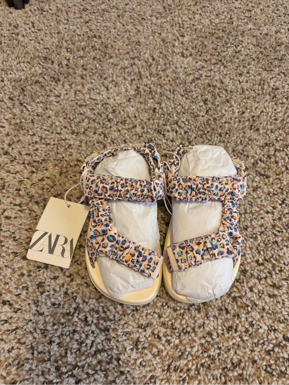Zara Multicolor Leopard Print Kids Adjustable Sandals